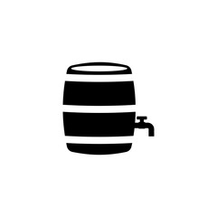Simplistic black barrel silhouette with tap icon.