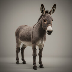 Fototapeta premium Grey Donkey Portrait A Realistic and Serene Animal Study