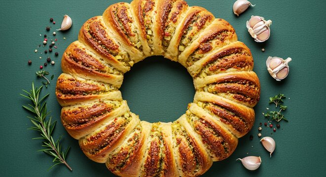 Savory Garlic and Herb Bread Wreath