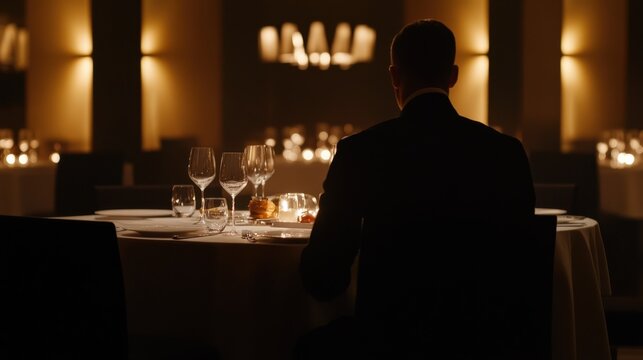 Lottery jackpot winner indulging in a fine dining experience at a Michelin-star restaurant. Featuring elegance and wealth