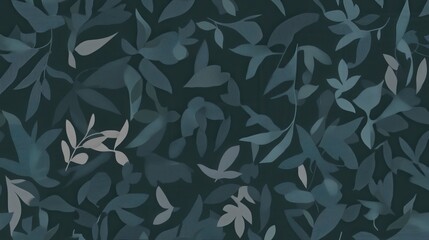 Dark Blue Abstract Leaf Pattern Design - Modern Botanical Print for Home Decor
