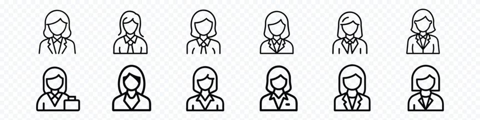 Elegant Business Woman Line Icon: Ideal for Corporate, Professional, and Leadership Designs