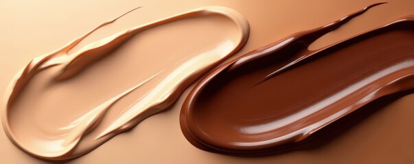 Glossy dark brown & beige foundation smears Gradient cosmetic texture , cosmetics, makeup