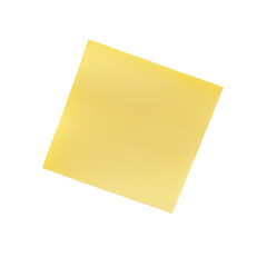 A single yellow sticky note with shadow on a transparent background, perfect for reminders or quick notes, single yellow sticky note paper with shadow isolated on transparent background