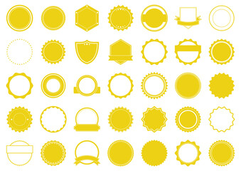 Starburst yellow sticker set. Vector illustration.