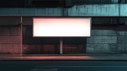 Obraz premium Empty billboard at night in urban setting with soft lighting