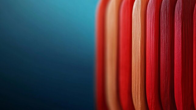 Abstract close-up of red and orange wooden planks against a teal background. Warm, textured, and vibrant.