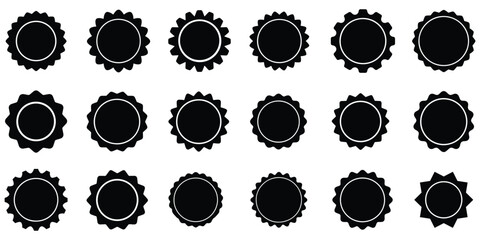Collection of black label shape vector on white background