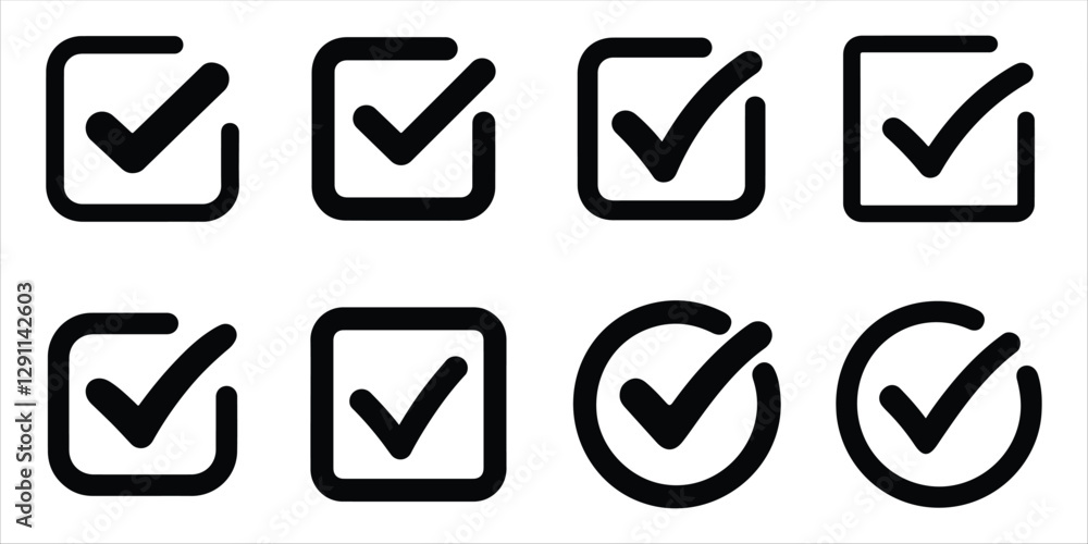 Poster checkbox silhouette icon set vector on white background
