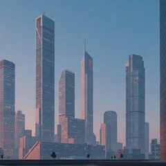 Naklejka premium Gran ciudad con rascacielos