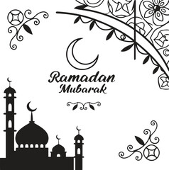 Ramadan mubarak frame with black mosque 