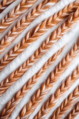 Close-up of intricately braided strands, showcasing a striking contrast of light and dark hues.