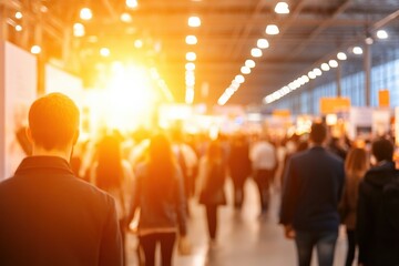 Blurred Crowd of People at an Exhibition Hall