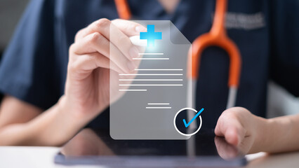 Professional healthcare worker doctor physician medical certificate report concept
