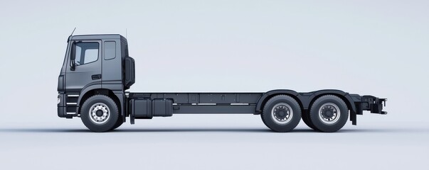 A sleek gray truck chassis isolated against a minimalistic backdrop.