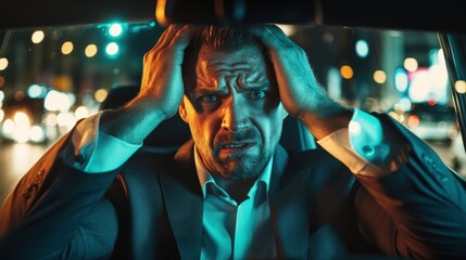 Stressful night drive in the city creates urgency and tension