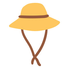 Summer Sun Hat: An illustrated sun hat with a wide brim and chin strap, perfect for shielding from the sun during outdoor activities.