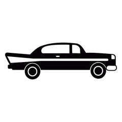Fototapeta premium Classic Car Silhouette: A sleek, black silhouette of a classic car, evoking a sense of vintage charm and automotive elegance.