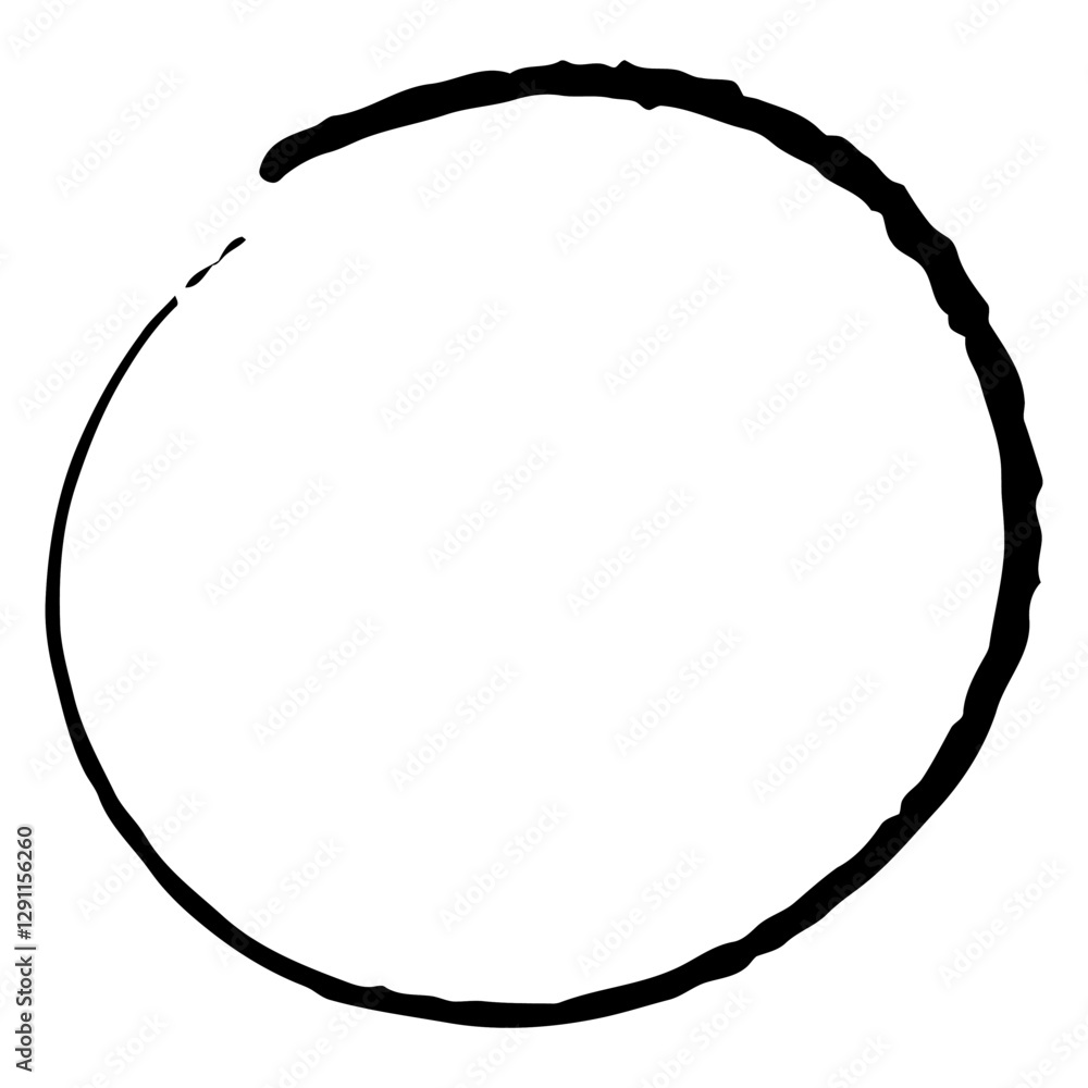 Poster abstract circle in minimalist design: a stark, minimalist illustration of a hand-drawn circle with t