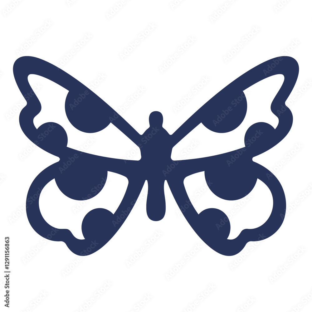 Poster simplified butterfly silhouette: a simple illustration of a butterfly, featuring intricate patterns 