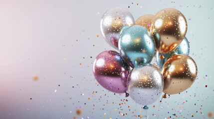 Pastel Metallic Balloons Celebrate Festive Party Joyful Moments
