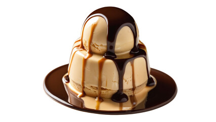 Chocolate and Vanilla Ice Cream Cake with Dripping Chocolate Sauce &ndash; A High-Quality PNG Image with a Transparent Background for Versatile Use