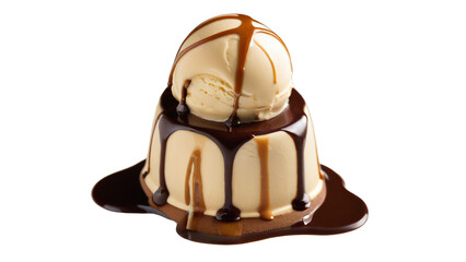 Chocolate and Vanilla Ice Cream Cake with Dripping Chocolate Sauce &ndash; A High-Quality PNG Image with a Transparent Background for Versatile Use