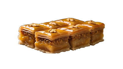 Traditional Baklava with Honey, Walnuts, and Flaky Phyllo Layers &ndash; A High-Quality PNG Image with a Transparent Background for Versatile Use