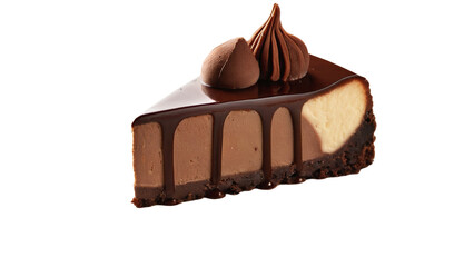 Decadent Chocolate Cheesecake with Ganache and Drizzled Chocolate &ndash; A High-Quality PNG Image with a Transparent Background for Versatile Use