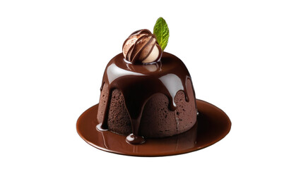 Decadent Chocolate Fondant with Molten Center and Ganache &ndash; A High-Quality PNG Image with a Transparent Background for Versatile Use