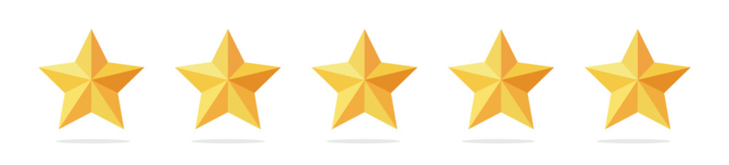 3D Shiny Golden Star Vector Icon Collection