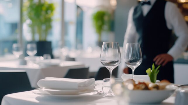 Thief alert in a restaurant, staff noticing suspicious customer activity. Featuring quick response and food safety