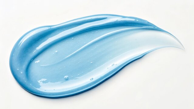Blue gel smear of hyaluronic acid on white background  Blue cream smear on white background