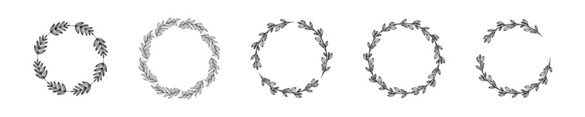 Hand-Drawn Floral Circle Vector Frame Designs