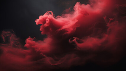 Dramatic Red Smoke Swirling Against a Deep Black Background – Abstract Crimson Mist and Vapor Effect