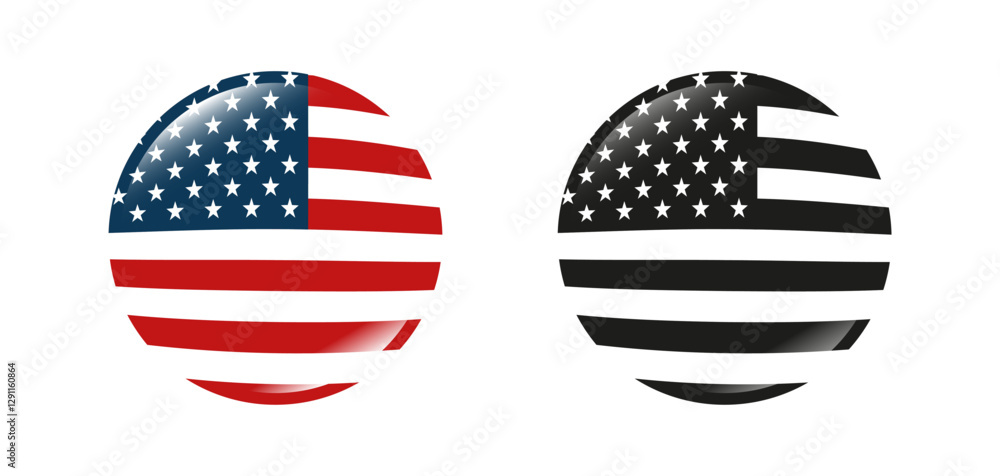 Poster american flag in circular shape vector design icons