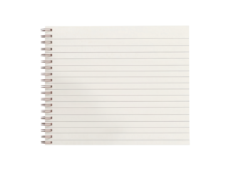 Blank spiral notebook isolated on transparent background. PNG. Front view