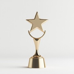 Gold Star Trophy on White Background