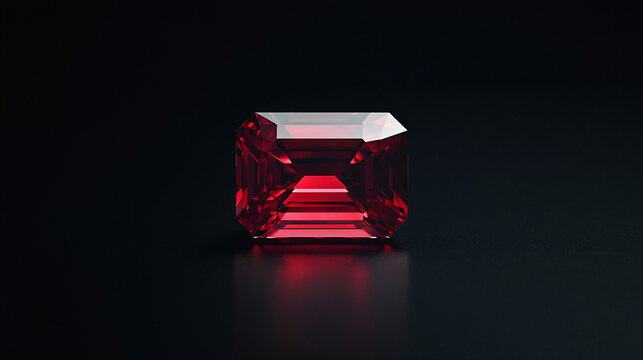 A single radiant ruby gemstone glowing with deep red