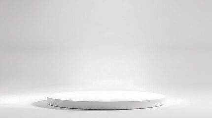 White Cylinder podium pedestal on minimalist background. Podium for advertising, podium for products
