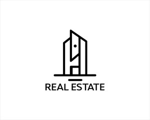 Minimal Real estate company logo icon outline vector illustration