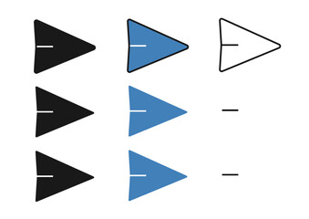 シンプルでフラットな紙飛行機のアイコンイラストセット