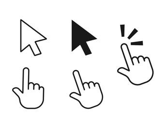 シンプルでフラットなマウスポインタのイラストセット