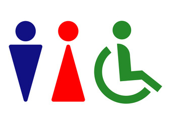 シンプルでフラットなトイレピクトグラムカラーイラスト