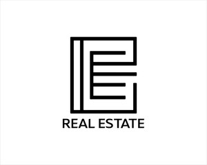 Minimal Real estate company logo icon outline vector illustration