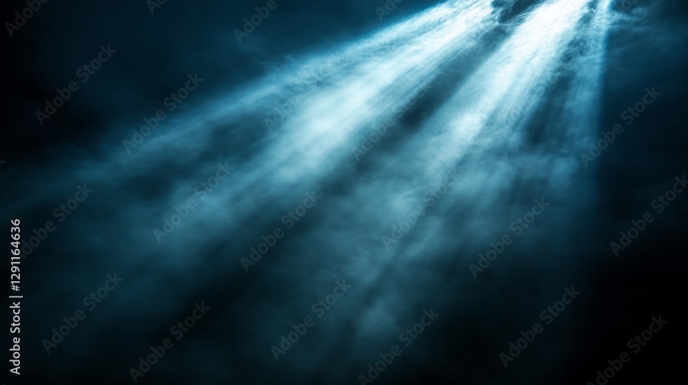 Poster brilliant light beams slice through the dark, filling the space with a surreal glow. this enchanting