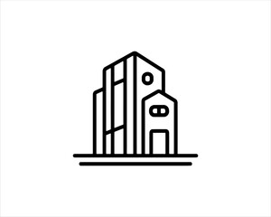 Minimal Real estate company logo icon outline vector illustration