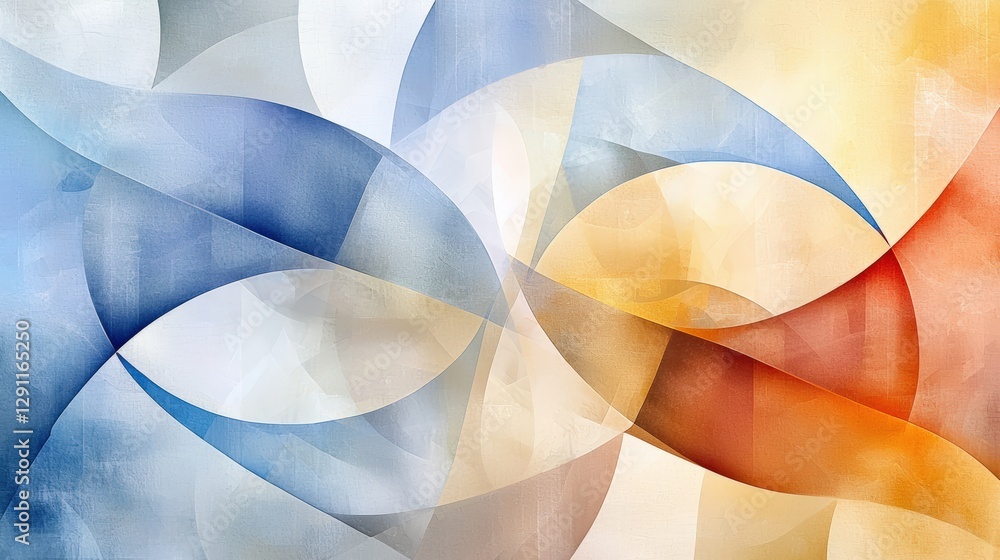 Poster abstract colorful wave pattern in soft watercolors.