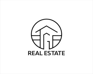 Minimal Real estate company logo icon outline vector illustration