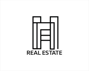 Minimal Real estate company logo icon outline vector illustration